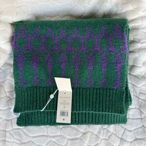 Tory Burch Merino Fair Isle Scarf Dark Ceramic Green